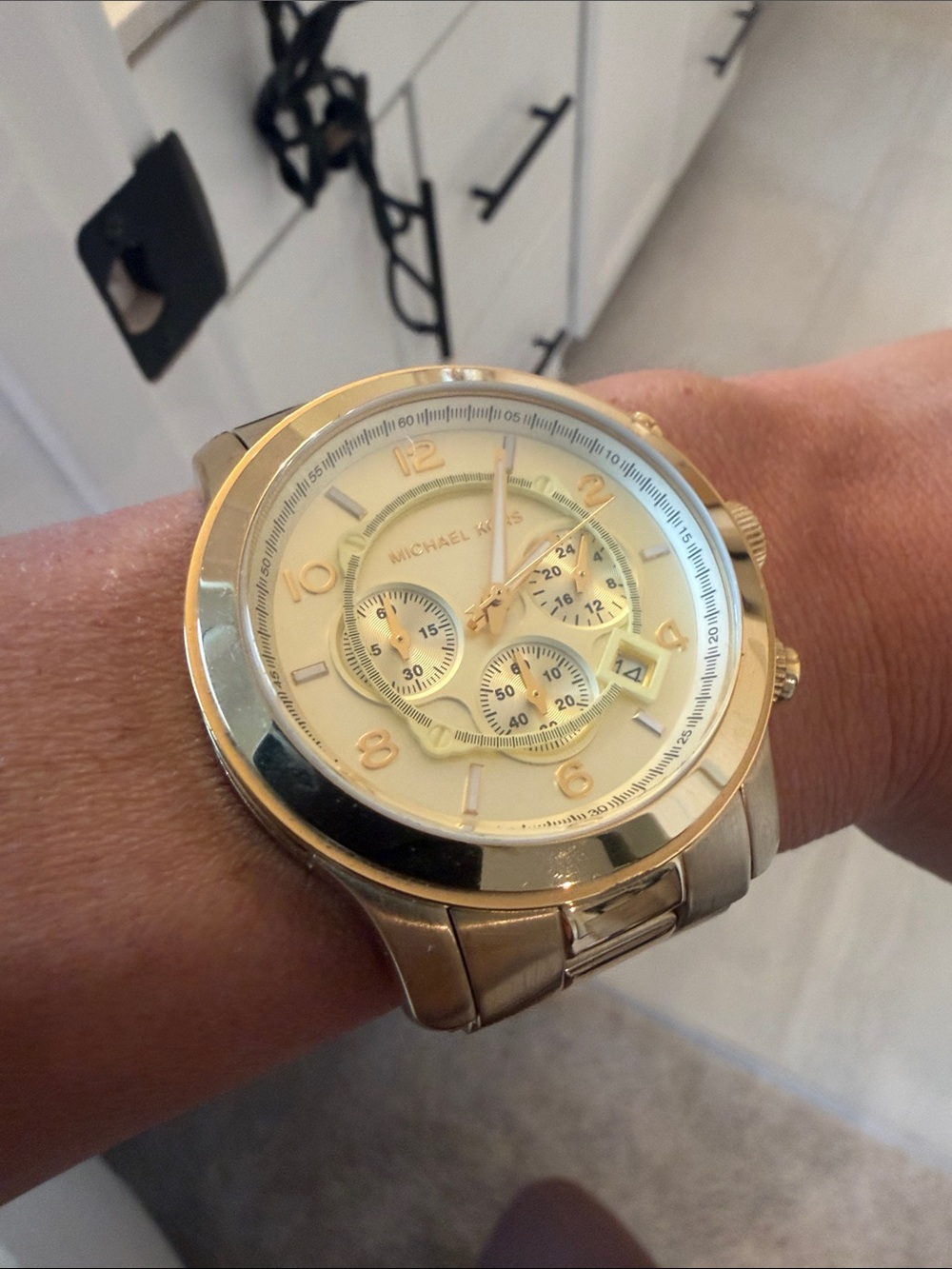 Michael Kors Gold and Cream Chronograph Bracelet Watch